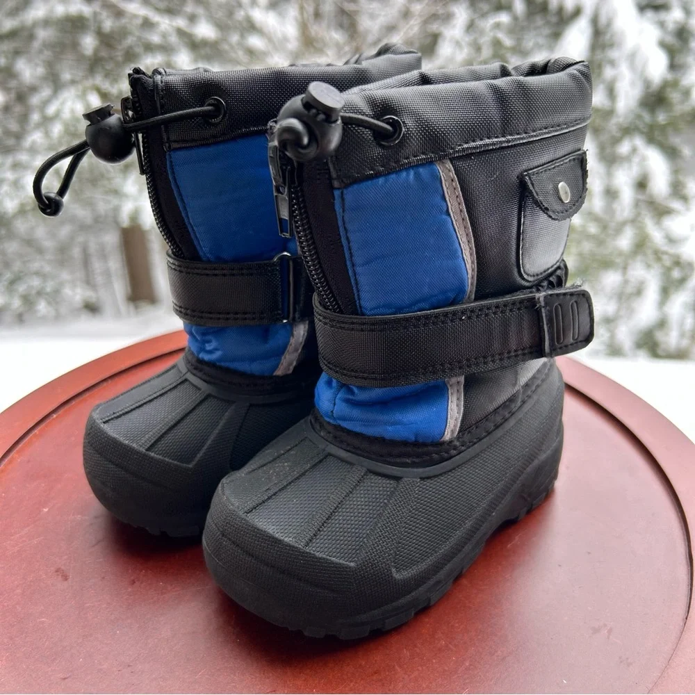 Little Boys Snow Boots—Size 6 | Waterproof Winter Boots Black Blue | Koala Kids